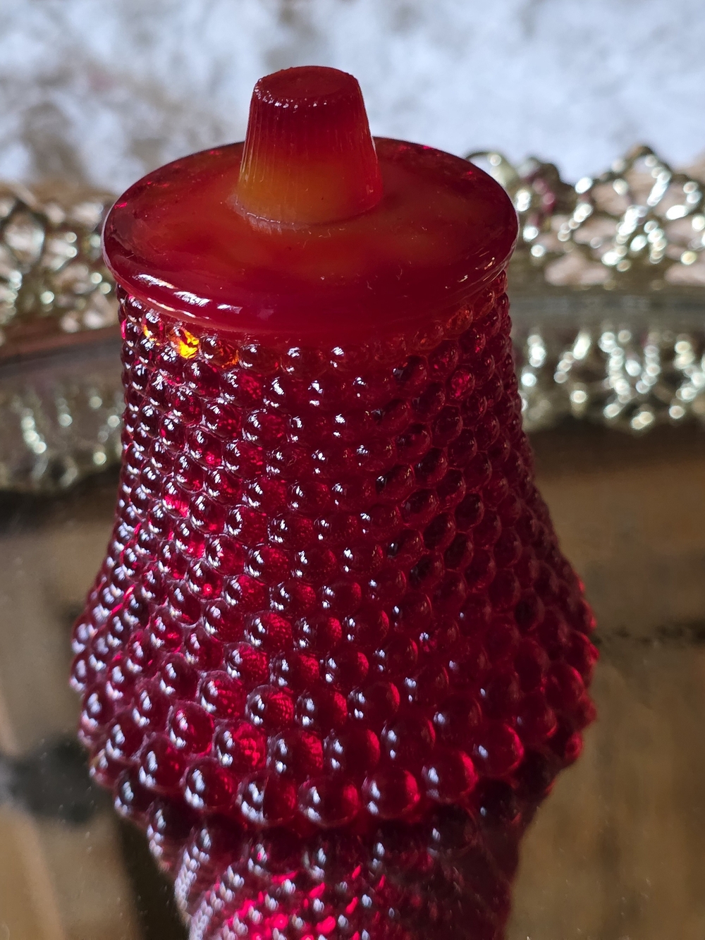 Vintage HOMCO Red Bubble Peg Votive Candle Holder